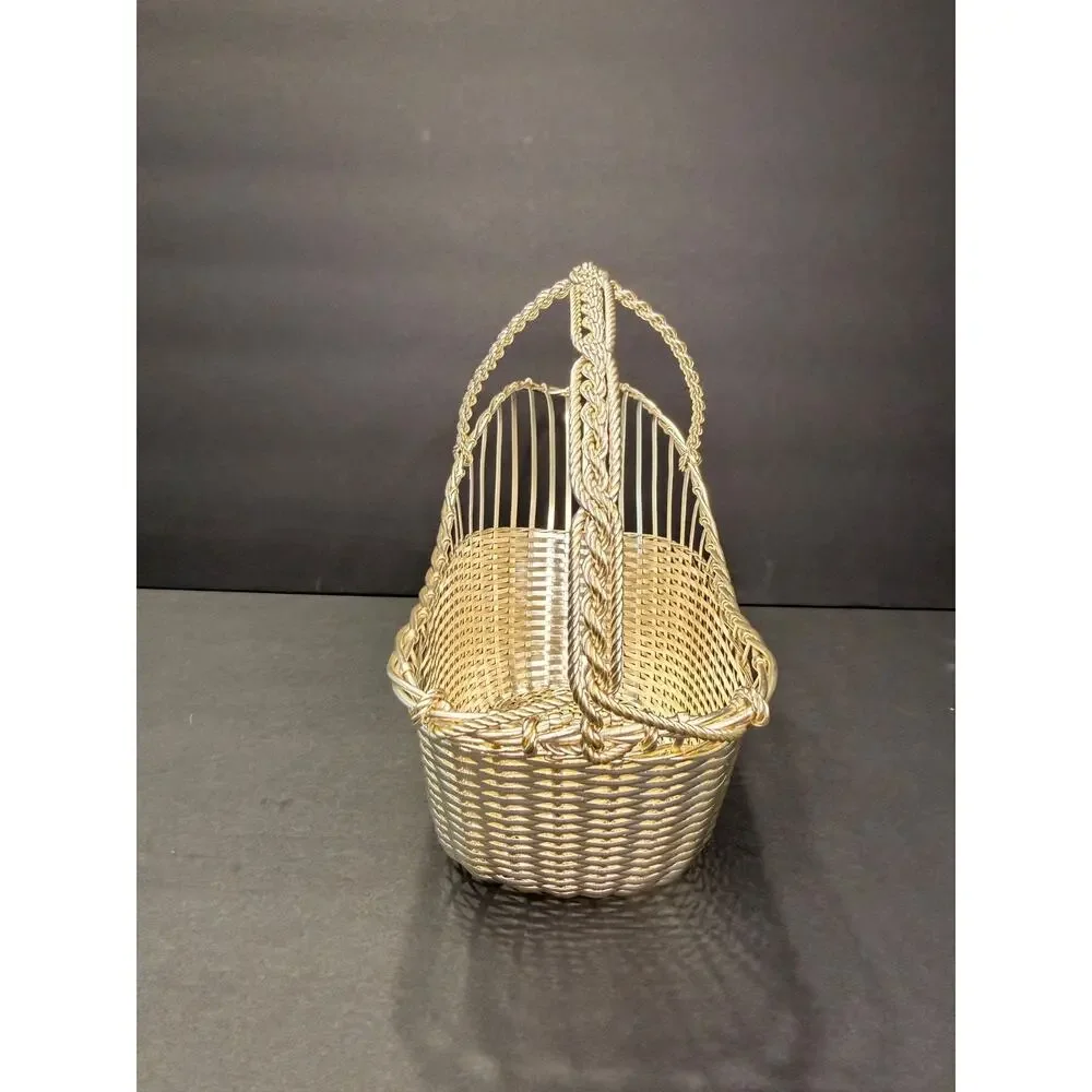 Vintage William Adams France Silverplate Woven Wine Bottle Caddy France 465